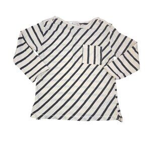 Zara Girl 2/3 Navy & White Striped Long Sleeve Top 4155